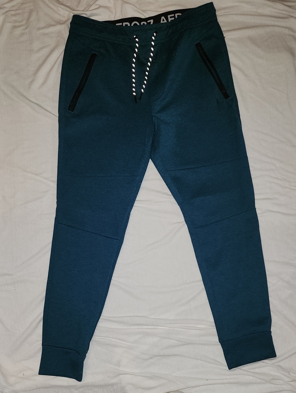 Men's Teal Drawstring Jogger Pants with Zip Pockets